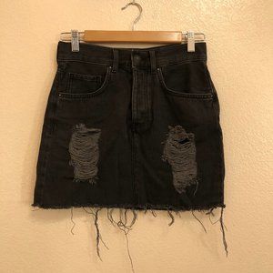 Forever 21 Black Distressed Denim Skirt